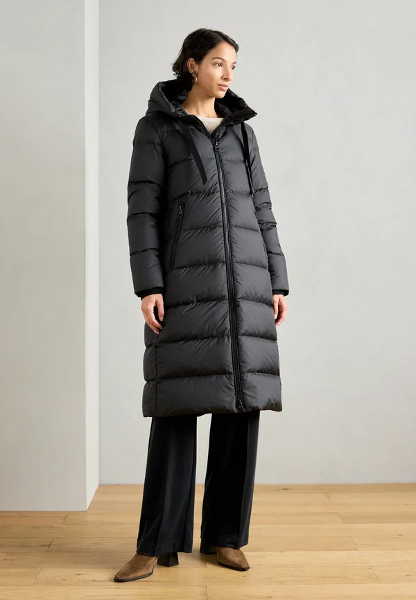 WITH HOOD DRAWSTRING AT WAIST - Down coat - black