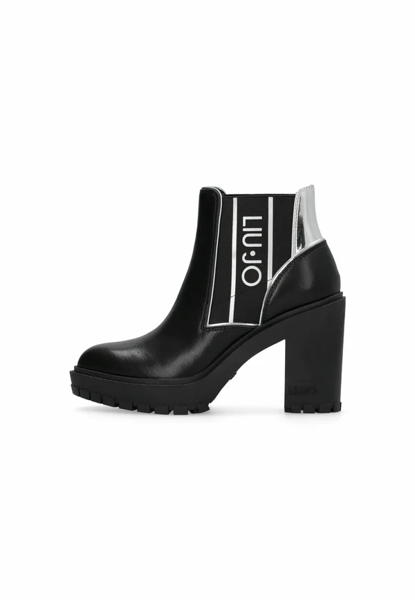 WITH LOGO - High heeled ankle boots - black
