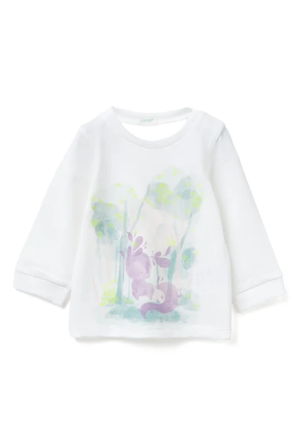 WITH PRINT - Long sleeved top - white
