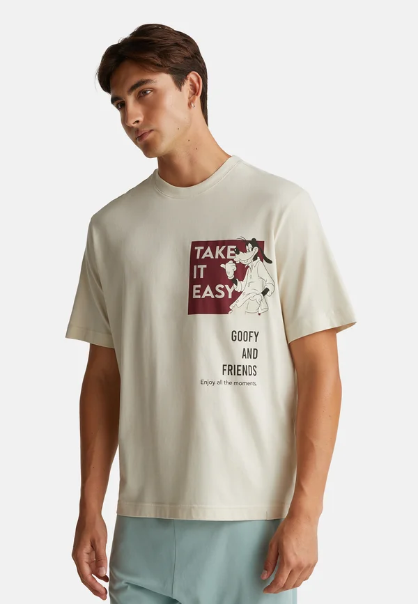 WITH "DISNEY" - Print T-shirt - beige