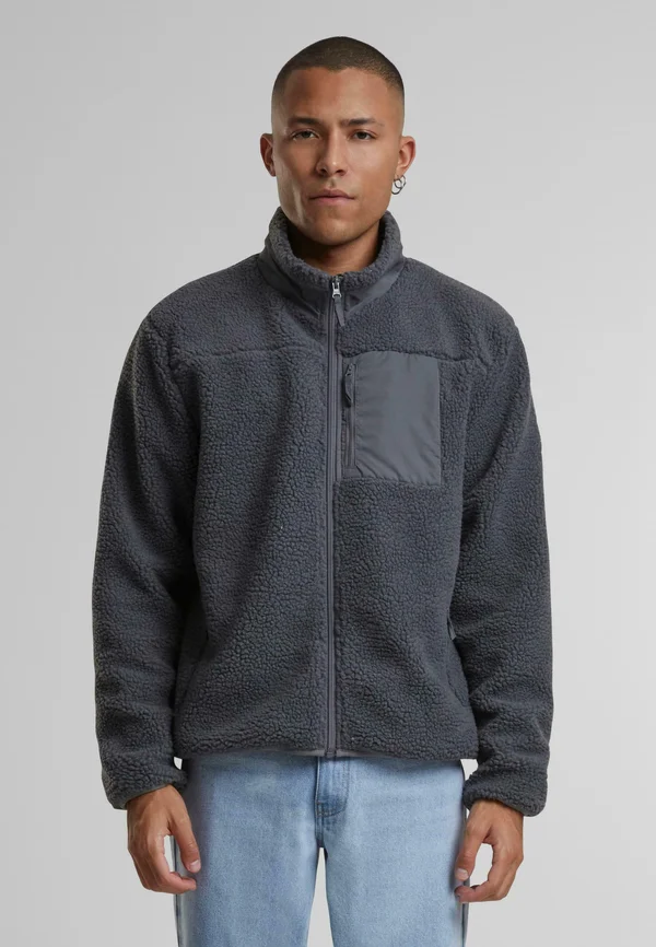 WITH STAND UP COLLAR - Fleece jacket - cloudgrey