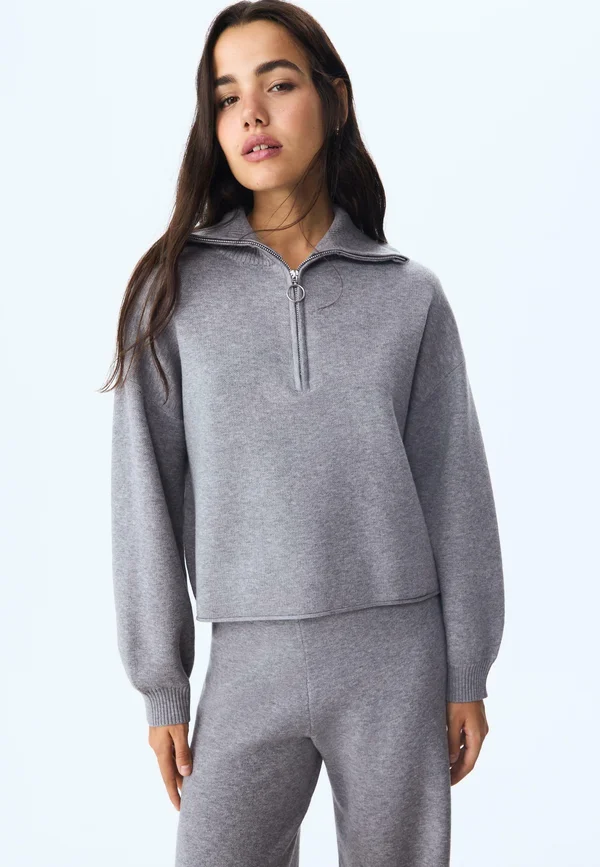 WITH ZIP - Jumper - dark grey