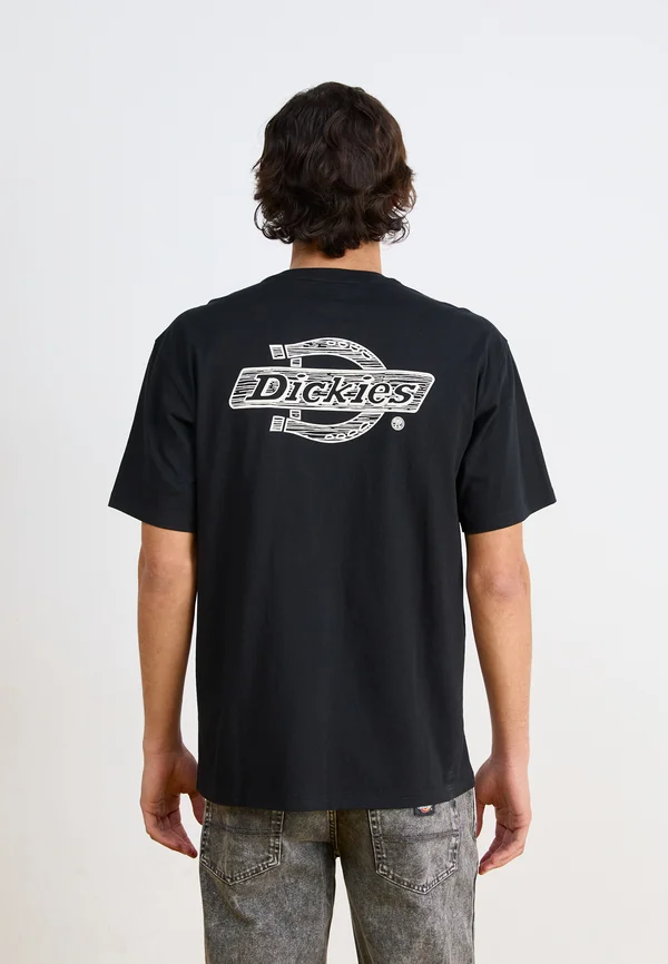 WOOD LOGO TEE - Print T-shirt - black