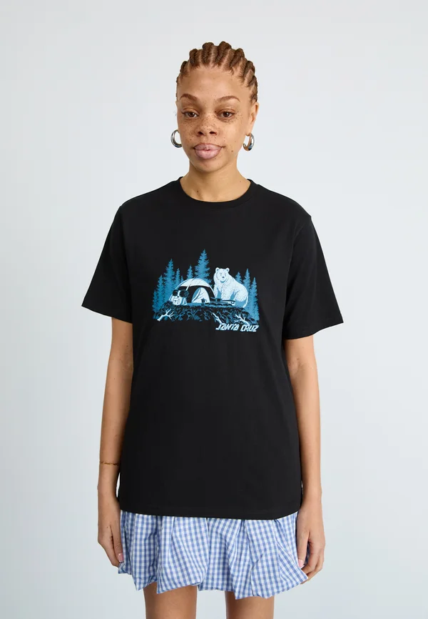 WOODLAND MINI STRIP FRONT - Print T-shirt - black