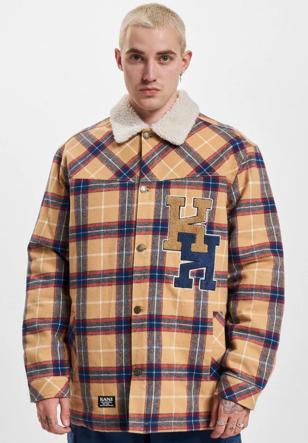 WOVEN RETRO HEAVY FLANNEL - Light jacket - sand navy red