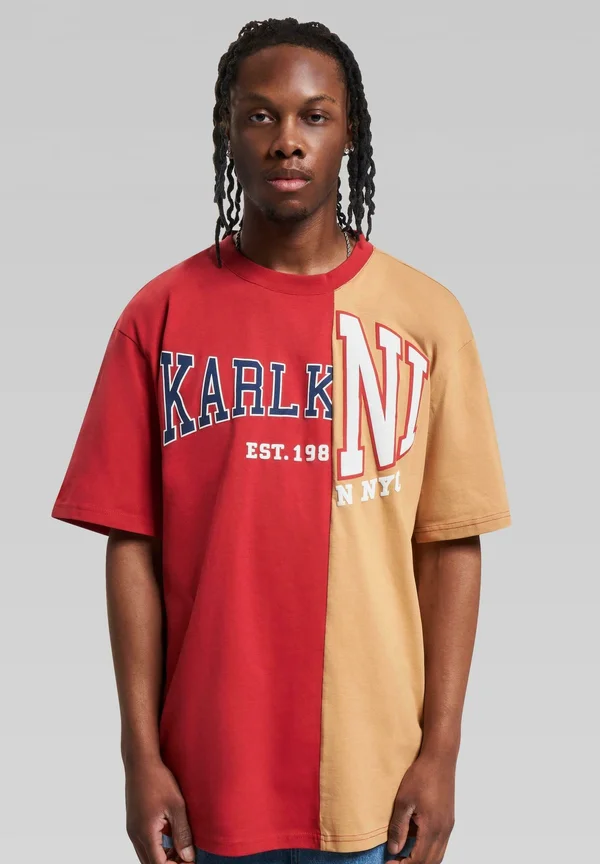 WOVEN RETRO SPLIT - Print T-shirt - red sand
