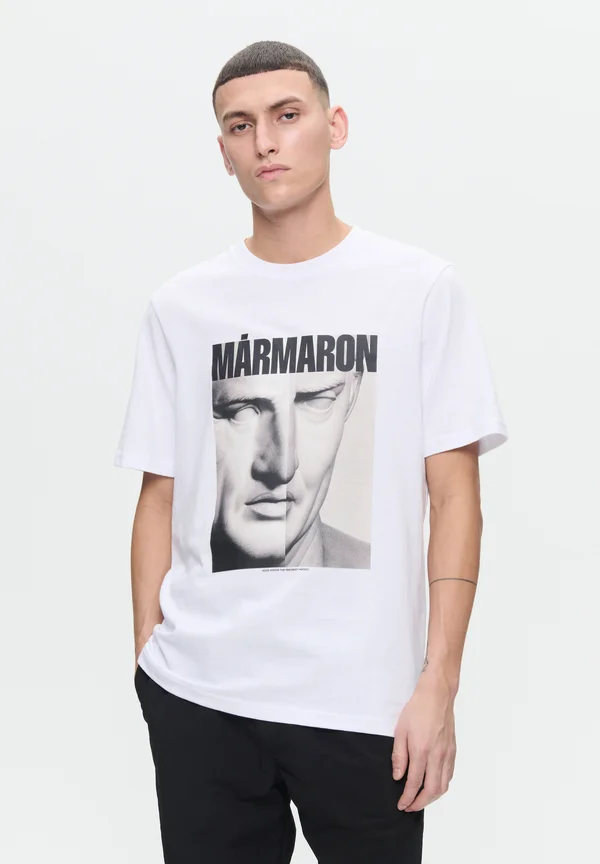WW BOBBY MARMARON PRINT TEE - Basic T-shirt - bright white