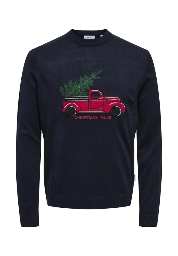 XMAS APLICATION R-NECK - Jumper - dunkelblau