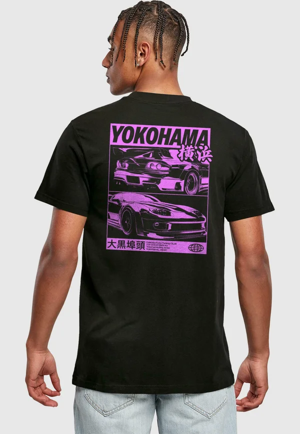 YOKOHAMA RACE TEE - Print T-shirt - black
