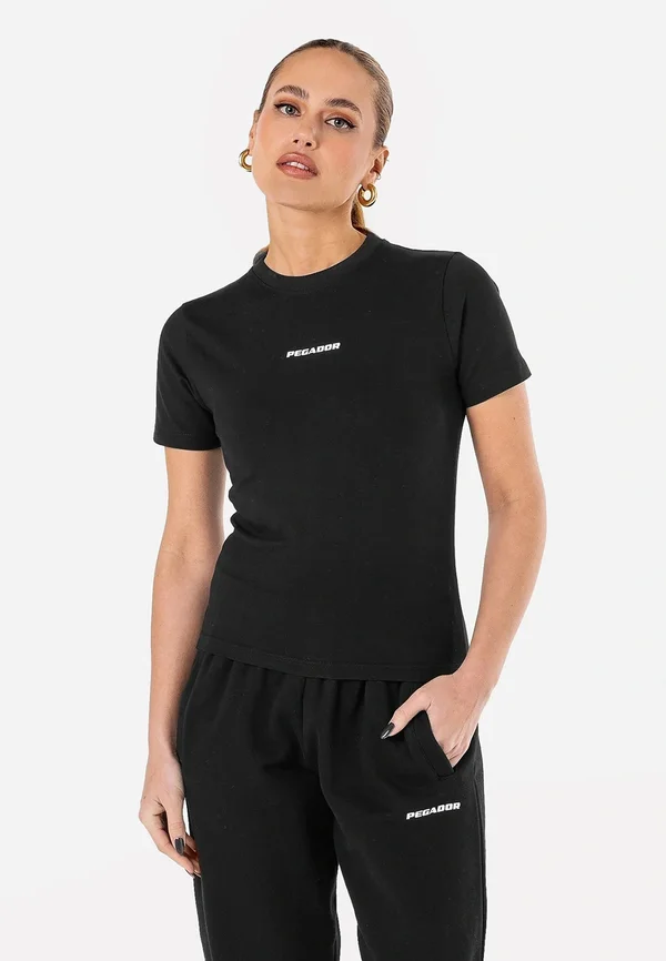 YONA SLIM TEE - Basic T-shirt - washed black/white