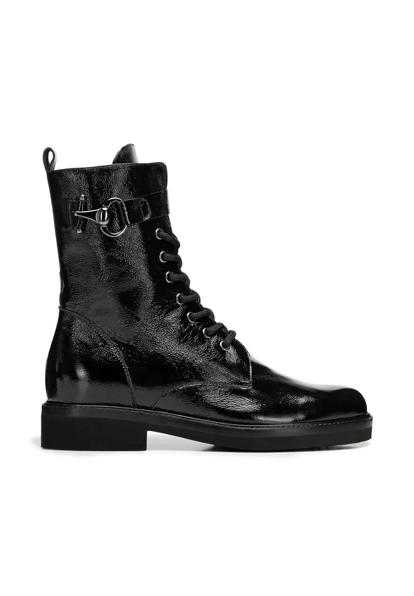 ZIERBAND UND SCHNALLE-MIT DEKORATIVEM RIEMEN - Platform ankle boots - black