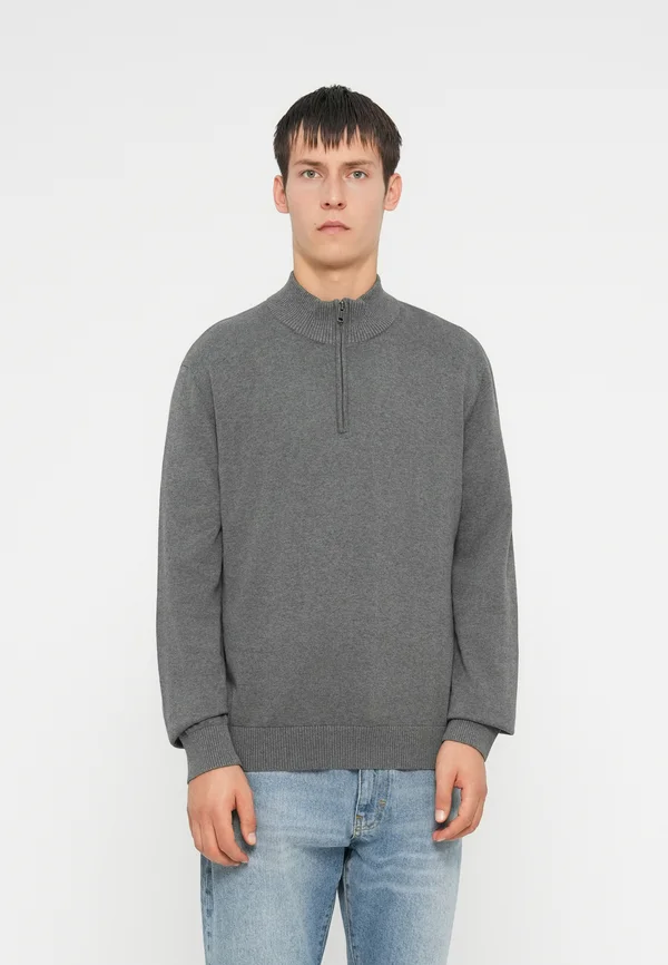 ZIP MOCK - Jumper - charcoal heather