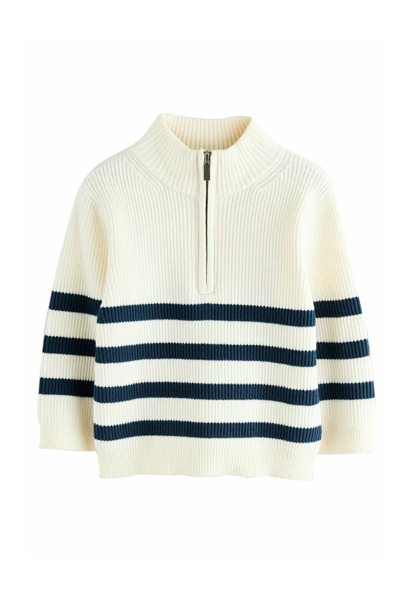 ZIP NECK - Jumper - ecru navy stripe