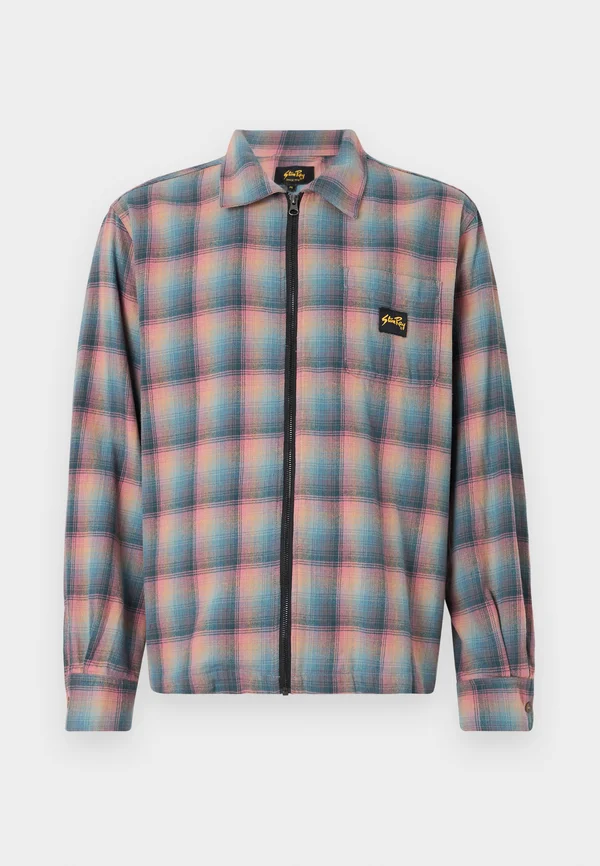 ZIP SHIRT UNISEX - Button-down blouse - pink/teal plaid