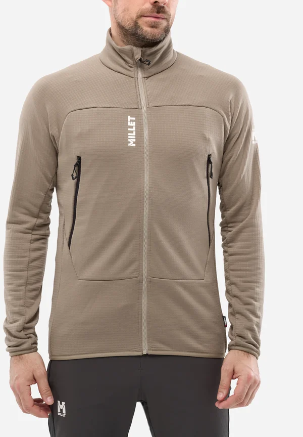 FUSION GRID - Fleece jacket - beige