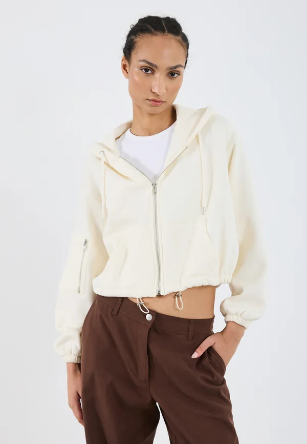 Zip-up sweatshirt - egret
