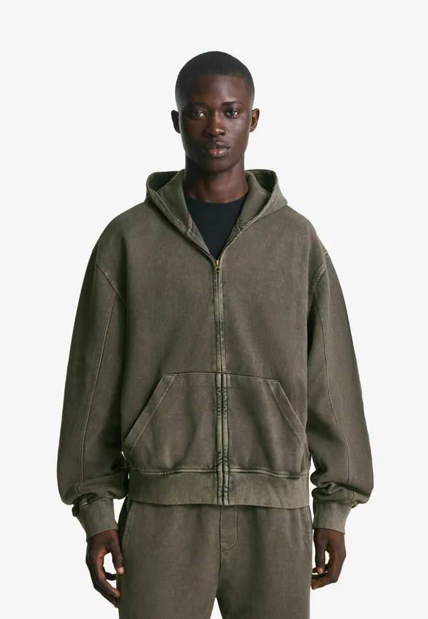 Zip-up sweatshirt - mottled dark grey