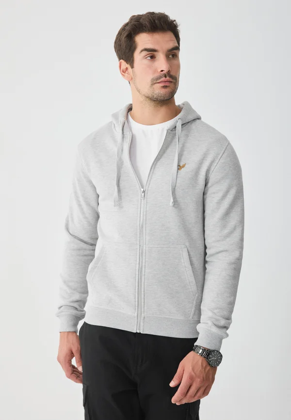 Zip-up sweatshirt - mottled light grey