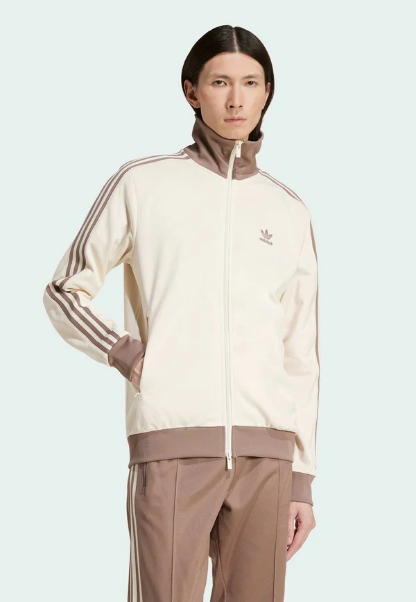 Zip-up sweatshirt - white   trace brown